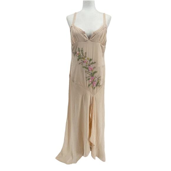 Sue Wong Nocturne Silk Floral Embroidered Maxi Dress Gown Y2k Vintage 90s Flowy - Picture 2 of 13